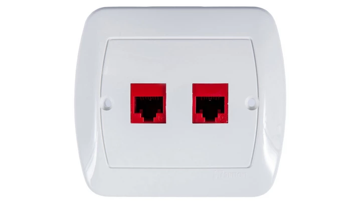 Simon Akord Gniazdo komputerowe podwójne 2xRJ45 kat.5e białe AF52/11
