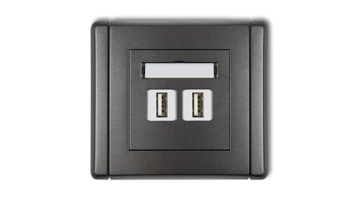 FLEXI Gniazdo podwójne 2xUSB-AA grafitowy 11FGUSB-2