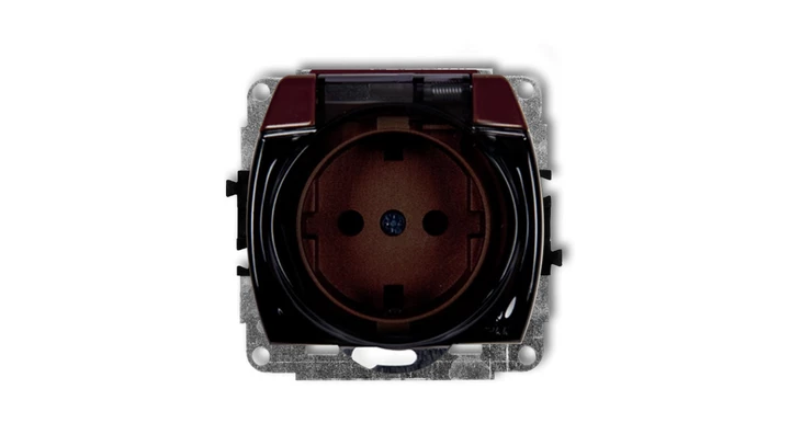 TREND Gniazdo bryzgoszczelne z/u SCHUKO (klapka dymna) brązowy 4GPB-1sdp