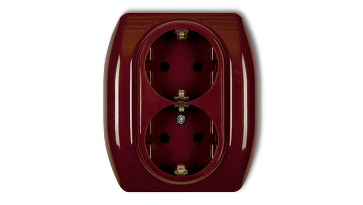 TREND Gniazdo podwójne z/u SCHUKO brązowy 4GP-2sp