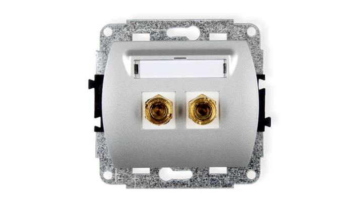 TREND Gniazdo głośnikowe pojedyncze (typu banan - czerwony i czarny, pozłacany, 4 mm2, do lutowania) srebrny 5GG-3