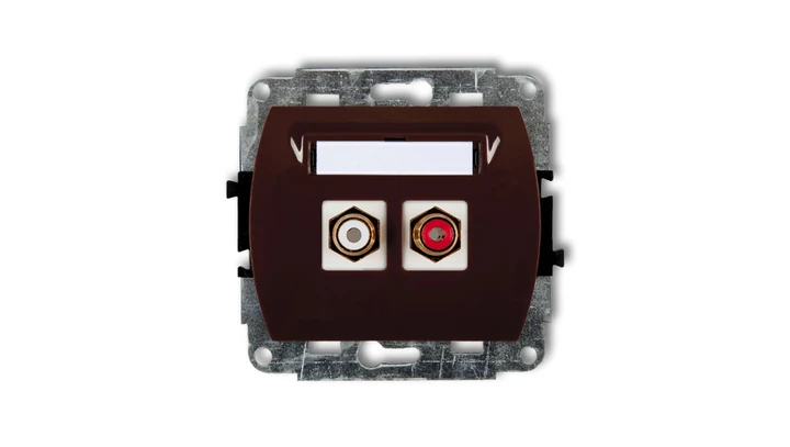 TREND Gniazdo podwójne RCA (typu cinch - biały i czerwony, pozłacany) brązowy 4GRCA-2