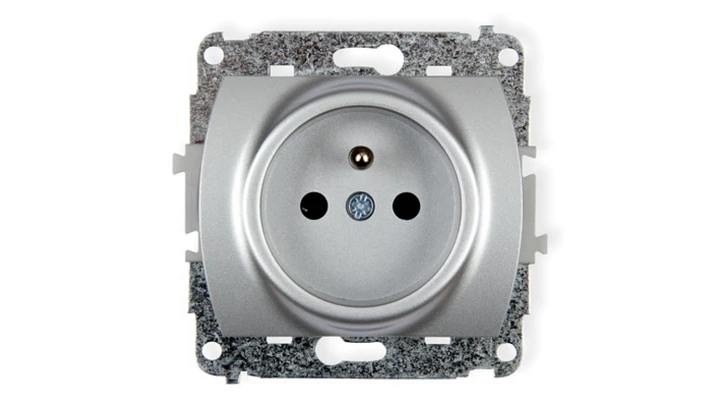 TREND Gniazdo pojedyncze z/u 2P+Z srebrny 5GP-1zp