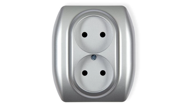 TREND Gniazdo podwójne b/u srebrny 5GP-2p