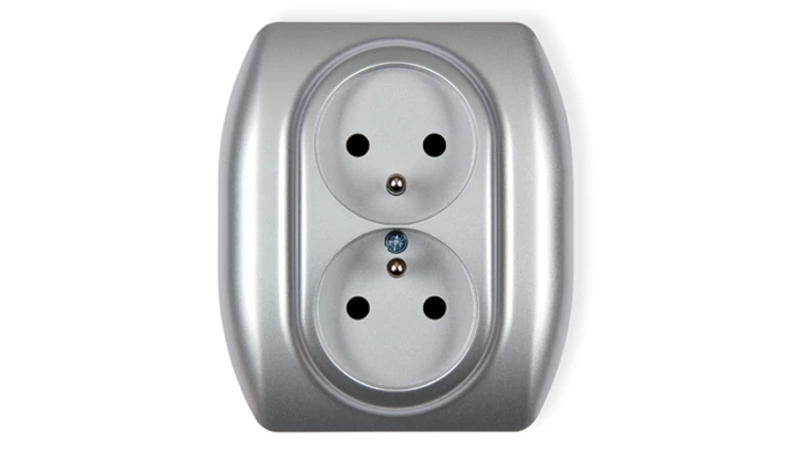 TREND Gniazdo podwójne z/u srebrny 5GP-2zp