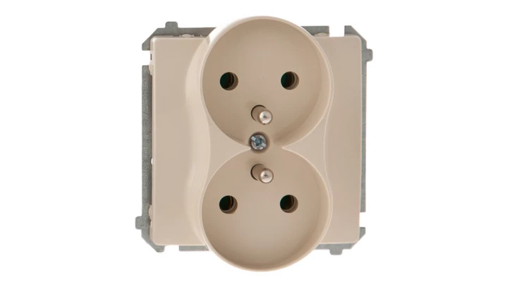 Simon Basic Gniazdo podwójne z/u 16A IP20 beżowe BMGZ2M.01/12