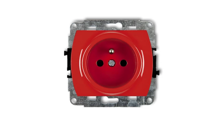 TREND Gniazdo pojedyncze z/u DATA bez klucza z przesłonami czerwony GBK