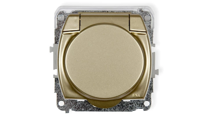 TREND Gniazdo bryzgoszczelne z/u (klapka złota) złoty 6GPB-1zp