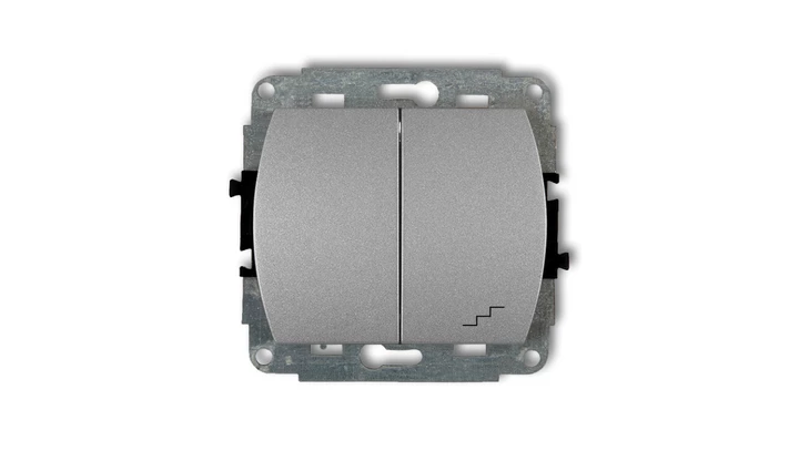 TREND Łącznik jednobiegunowy ze schodowym srebrny metalik 7WP-10