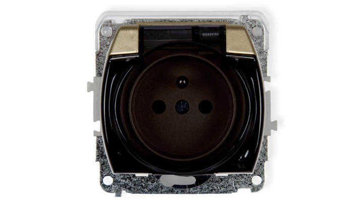 TREND Gniazdo bryzgoszczelne z/u (klapka dymna) złoty 6GPB-1zdp