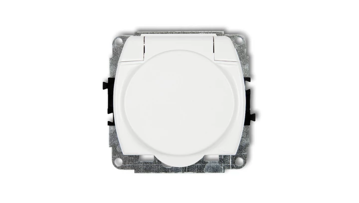 TREND Gniazdo bryzgoszczelne z/u SCHUKO (klapka biała) biały GPB-1sp