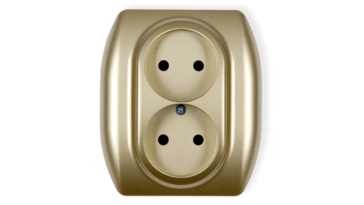 TREND Gniazdo podwójne b/u złoty 6GP-2p