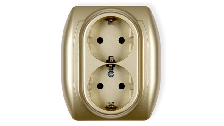 TREND Gniazdo podwójne z/u SCHUKO złoty 6GP-2sp