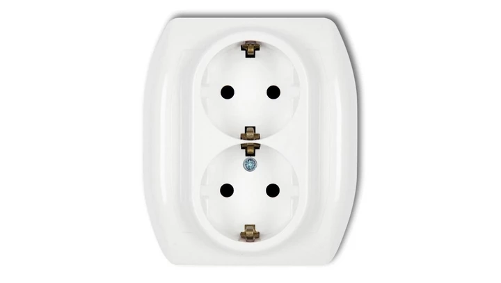 TREND Gniazdo podwójne z/u SCHUKO biały GP-2sp