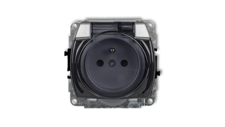 TREND Gniazdo bryzgoszczelne z/u (klapka dymna) srebrny metalik 7GPB-1zdp