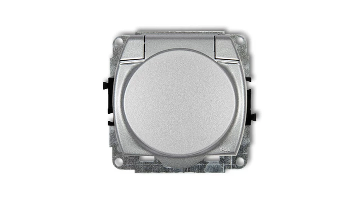 TREND Gniazdo bryzgoszczelne z/u SCHUKO (klapka srebrny metalik) srebrny metalik 7GPB-1sp