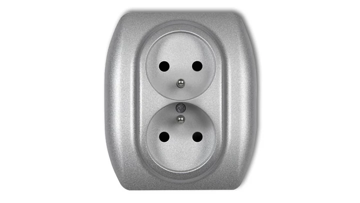 TREND Gniazdo podwójne z/u srebrny metalik 7GP-2zp