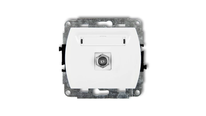 TREND Gniazdo antenowe pojedyncze typu F (SAT) pozłacany biały GF-1.1