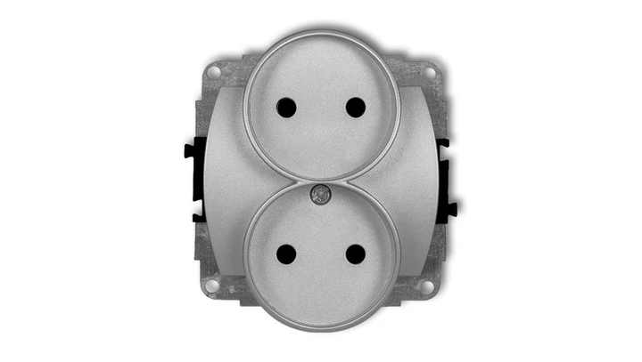 TREND Gniazdo podwójne b/u srebrny metalik 7GPR-2p