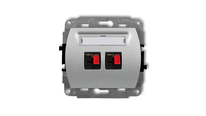 TREND Gniazdo głośnikowe podwójne srebrny metalik 7GG-2