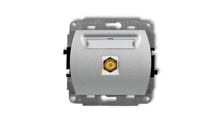 TREND Gniazdo pojedyncze RCA (typu cinch - żółty, pozłacany) srebrny metalik 7GRCA-1