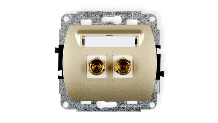 TREND Gniazdo głośnikowe pojedyncze (typu banan - czerwony i czarny, pozłacany, 4 mm2, do lutowania) złoty 6GG-3