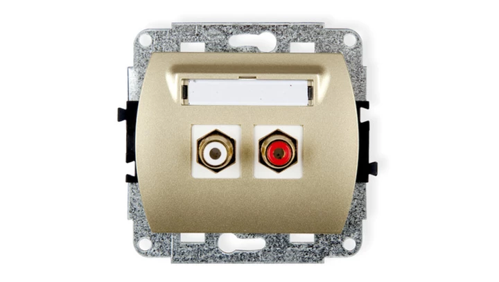TREND Gniazdo podwójne RCA (typu cinch - biały i czerwony, pozłacany) złoty 6GRCA-2