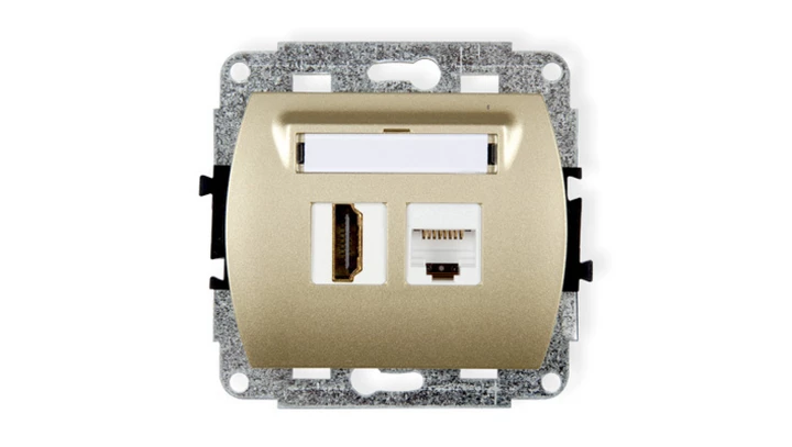 TREND Gniazdo pojedyncze HDMI + Gniazdo komputerowe pojedyncze 1xRJ45, kat. 5e, 8-stykowy złoty 6GHK