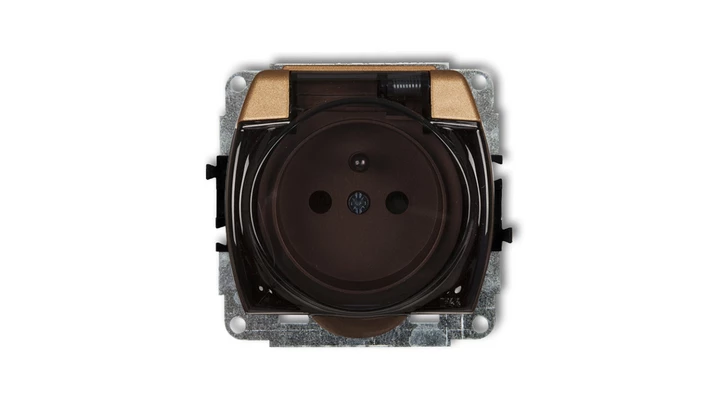 TREND Gniazdo bryzgoszczelne z/u (klapka dymna) złoty metalik 8GPB-1zdp