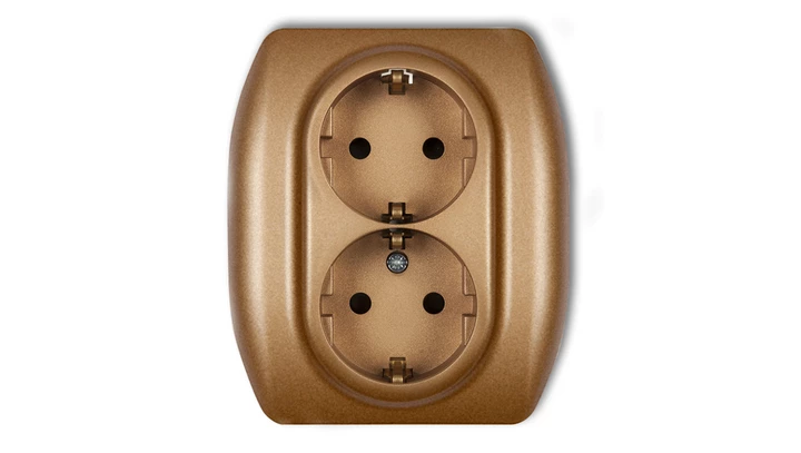 TREND Gniazdo podwójne z/u SCHUKO złoty metalik 8GP-2sp