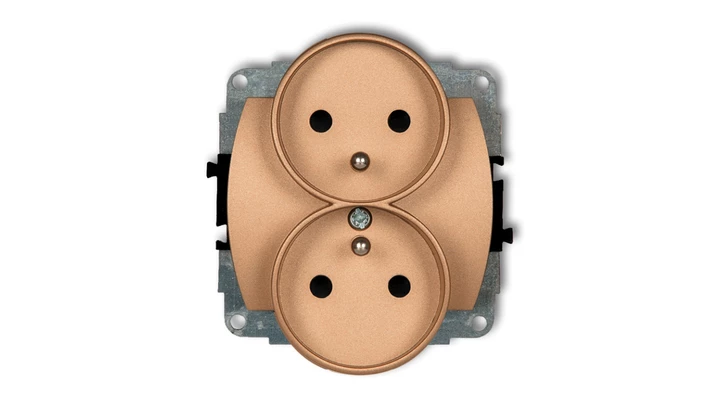 TREND Gniazdo podwójne z/u złoty metalik 8GPR-2zp