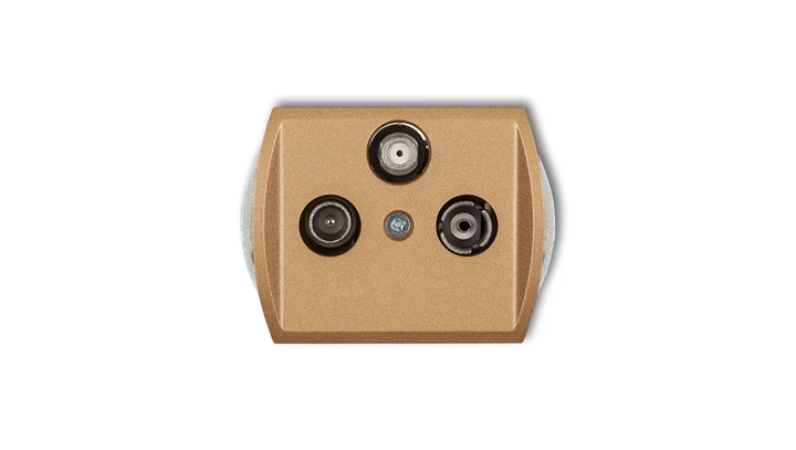 TREND Gniazdo antenowe RTV-SAT przelotowe 10dB złoty metalik 8GSP