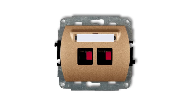 TREND Gniazdo głośnikowe podwójne złoty metalik 8GG-2