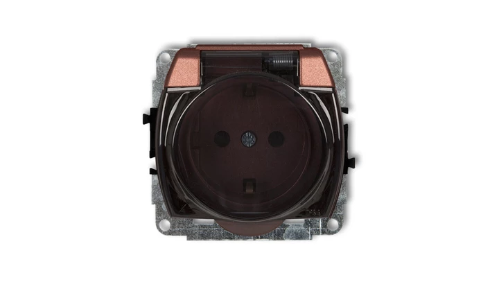 TREND Gniazdo bryzgoszczelne z/u SCHUKO (klapka dymna) brązowy metalik 9GPB-1sdp