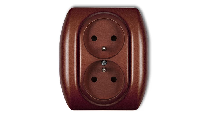TREND Gniazdo podwójne z/u brązowy metalik 9GP-2zp