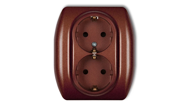 TREND Gniazdo podwójne z/u SCHUKO brązowy metalik 9GP-2sp
