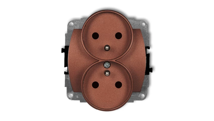 TREND Gniazdo podwójne z/u brązowy metalik 9GPR-2zp