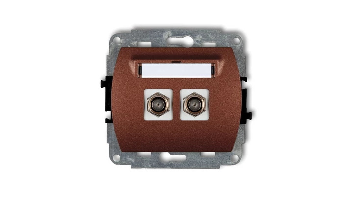 TREND Gniazdo antenowe podwójnego typu F (SAT) pozłacany brĄzowy metalik 9GF-2.1