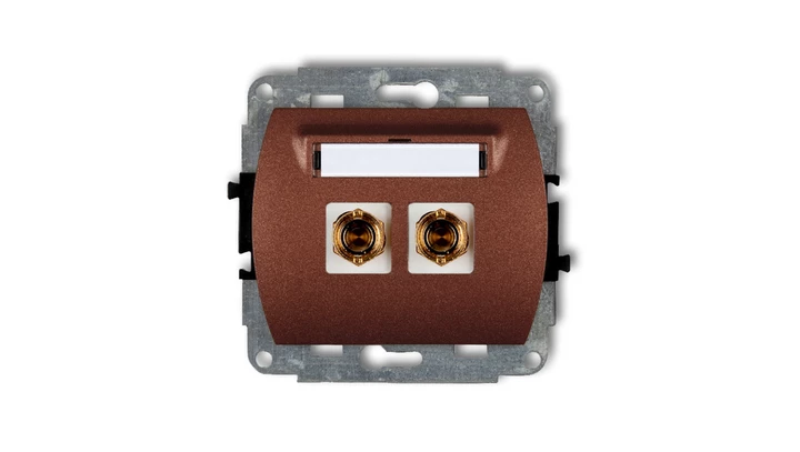 TREND Gniazdo głośnikowe pojedyncze (typu banan - czerwony i czarny, pozłacany, 4 mm2, do lutowania) brĄzowy metalik 9GG-3