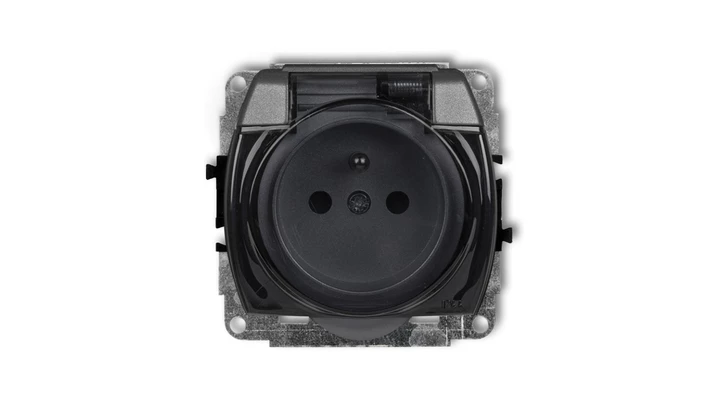 TREND Gniazdo bryzgoszczelne z/u (klapka dymna) grafitowy 11GPB-1zdp