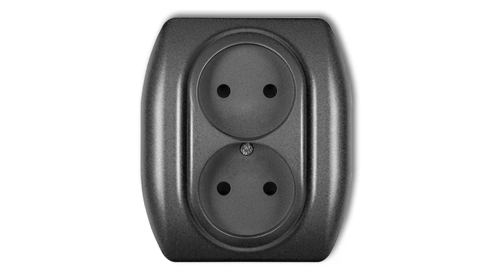 TREND Gniazdo podwójne b/u grafitowy 11GP-2p