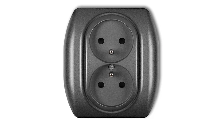 TREND Gniazdo podwójne z/u grafitowy 11GP-2zp