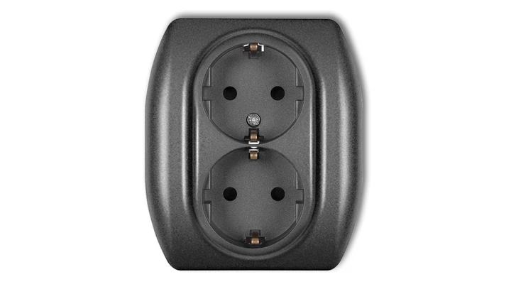 TREND Gniazdo podwójne z/u SCHUKO grafitowy 11GP-2sp