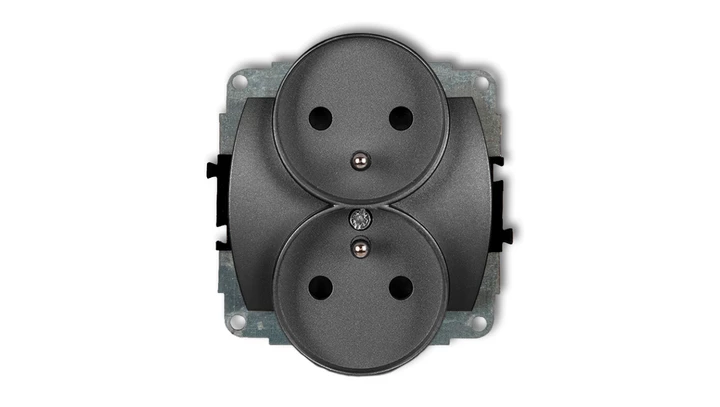 TREND Gniazdo podwójne z/u grafitowy 11GPR-2zp