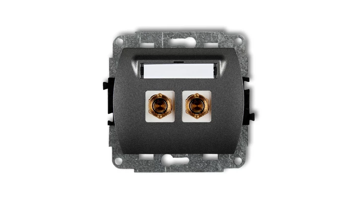 TREND Gniazdo głośnikowe pojedyncze (typu banan - czerwony i czarny, pozłacany, 4 mm2, do lutowania) grafitowy 11GG-3