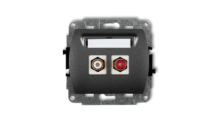 TREND Gniazdo podwójne RCA (typu cinch - biały i czerwony, pozłacany) grafitowy 11GRCA-2