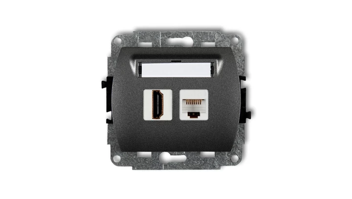 TREND Gniazdo pojedyncze HDMI + Gniazdo komputerowe pojedyncze 1xRJ45, kat. 5e, 8-stykowy grafitowy 11GHK