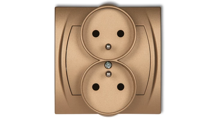 LOGO Gniazdo podwójne z/u z przesłonami złoty metalik 8LGPR-2zp