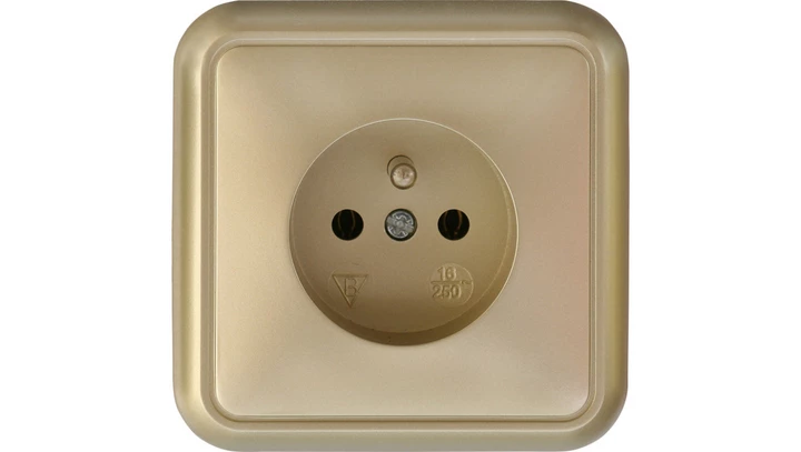 LIZA Gniazdo pojedyncze z/u 2P+Z złoty 6GPT-1z