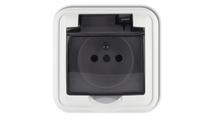 LIZA Gniazdo bryzgoszczelne z/u (klapka dymna) biały GPH-1zd